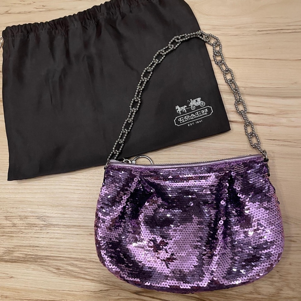 Coach Sequin Shoulder Bag - Lavender Purple Lilac